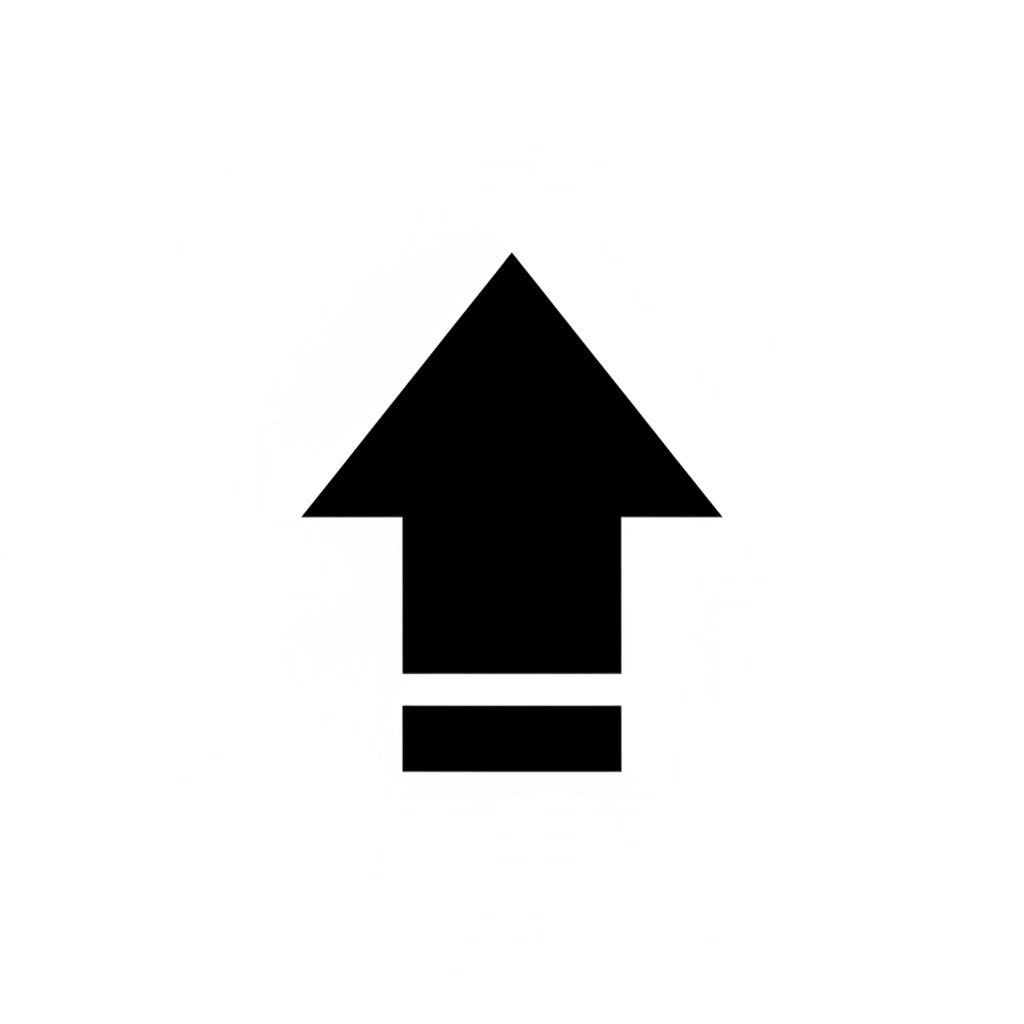 up arrow icon, simple geometric style, suitable for UI button, white background, and black icon